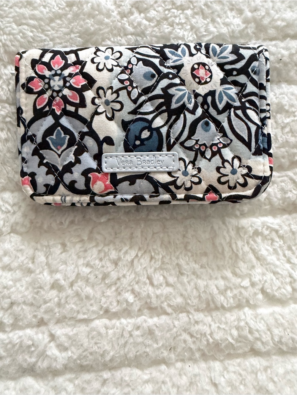 Vera Bradley Quilted Wallet - White, Black, Pink & Blue